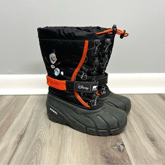 Sorel x Disney Snow Boots Boys 2 Flurry Boot Black Frozen’s Olaf the Snowman - Picture 1 of 6